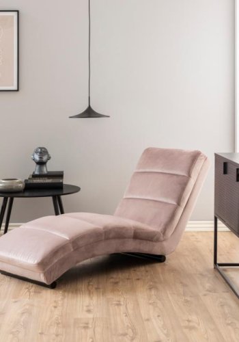 ACT NORDIC Slinky Chaiselongue – staubrosa Stoff und schwarzer Stahl (60x170)