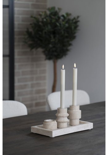 HOUSE NORDIC Telysholder, travertin, natur, sett med 2