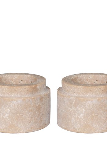 HOUSE NORDIC Telysholder, travertin, natur, sett med 2