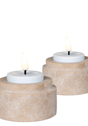 HOUSE NORDIC Telysholder, travertin, natur, sett med 2