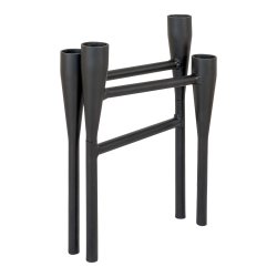 Lysestage, med 4 holdere - sort stl (H:21)