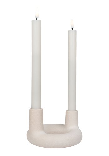 HOUSE NORDIC Lysestake, keramikk, beige, 13x8,5 cm