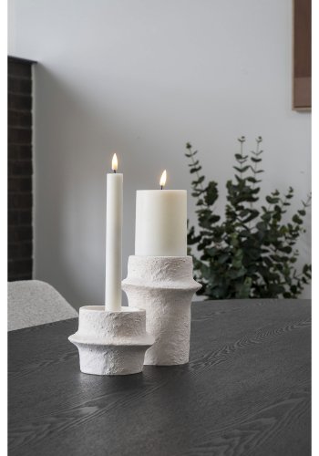 HOUSE NORDIC lysestake, rund - hvit sement (sett med 2)