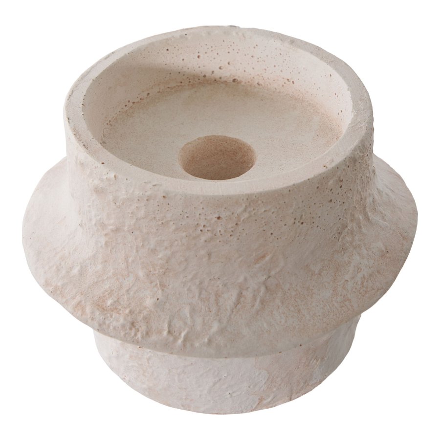 HOUSE NORDIC lysestake, rund - hvit sement (sett med 2)