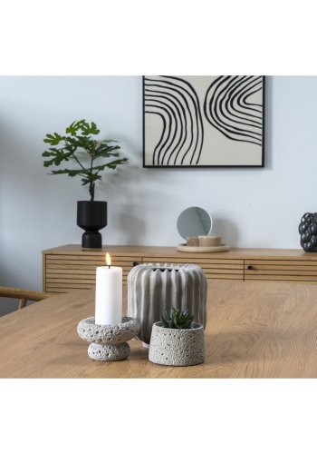 HOUSE NORDIC lysestake, rund - gr sement (sett med 2)