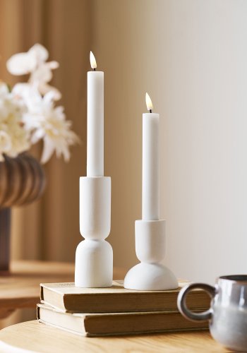 HOUSE NORDIC lysestage - hvid kalksten (s�t af 2)