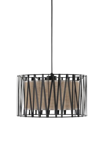 TK Harmony loftlampe - natur jute og sort metal