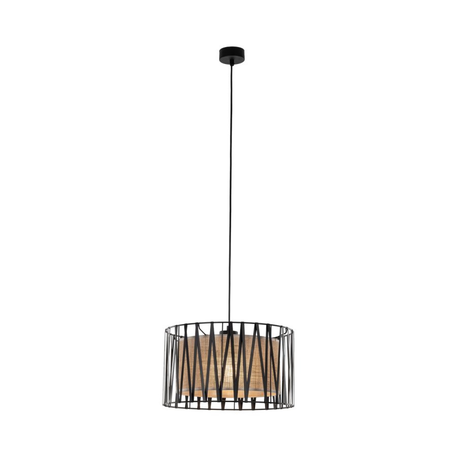TK Harmony loftlampe - natur jute og sort metal