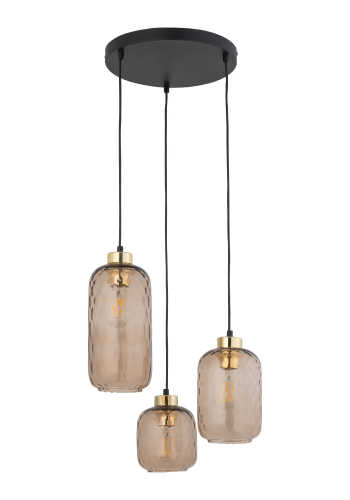 TK Pescara loftlampe, m. 3 skjermer - glass og sort metall