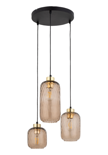 TK Pescara loftlampe, m. 3 skjermer - glass og sort metall