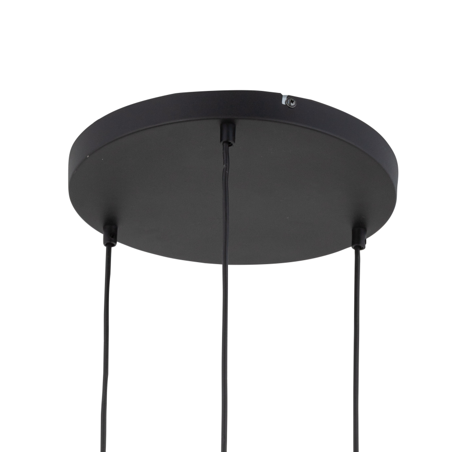 TK Pescara loftlampe, m. 3 skjermer - glass og sort metall