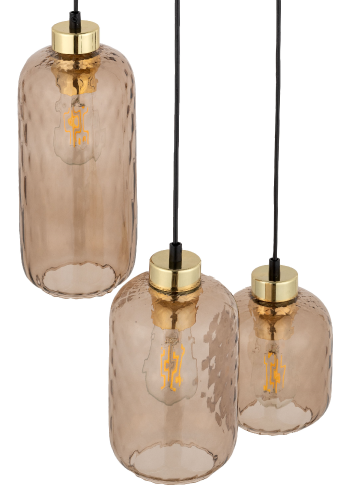 TK Pescara loftlampe, m. 3 skjermer - glass og sort metall