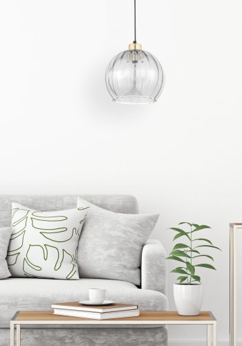 TK Devi loftlampe 250 - klar glas og sort metal