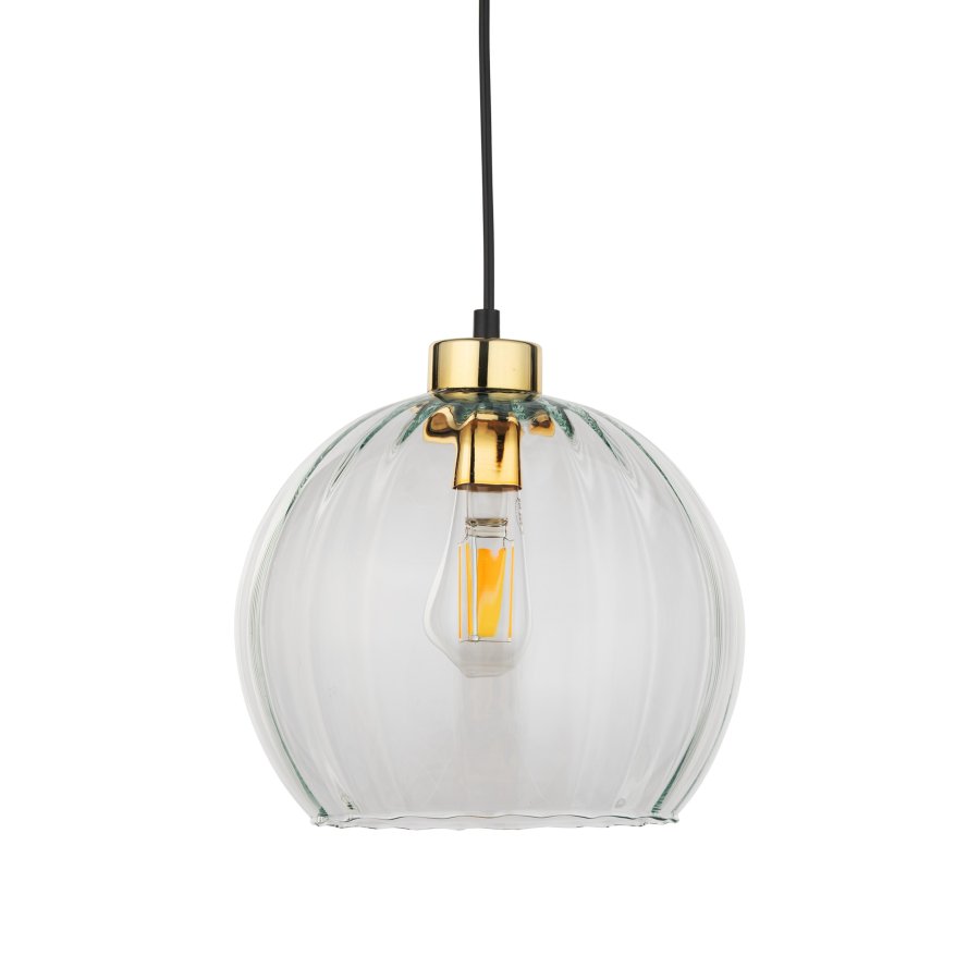 TK Devi loftlampe 250 - klar glas og sort metal