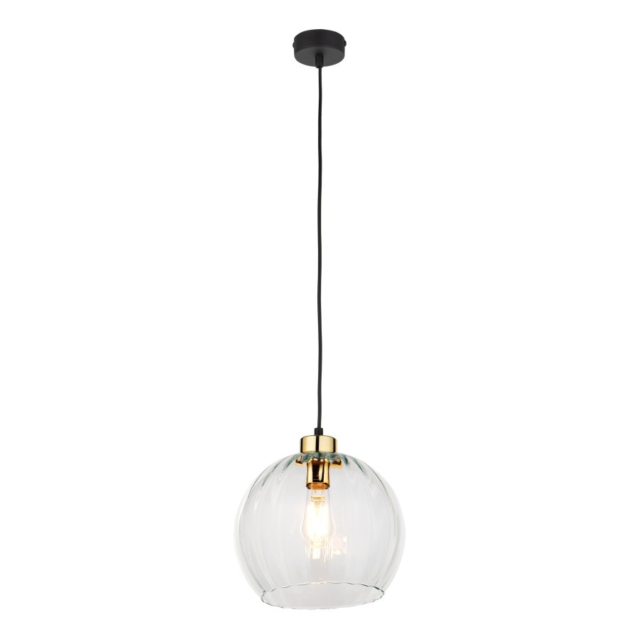 TK Devi loftlampe 250 - klar glas og sort metal