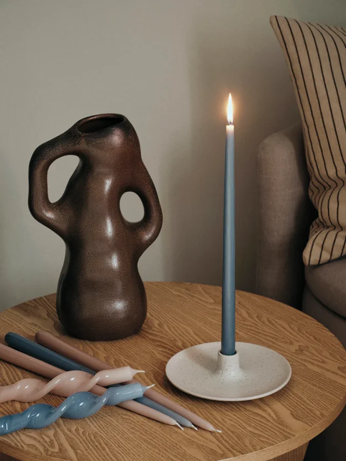 BROSTE COPENHAGEN Twist-Kerze – staubblaues Paraffin (2er-Set)