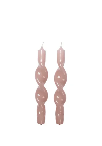 BROSTE COPENHAGEN Twist-Kerze – malvenrosa Paraffin (2er-Set)