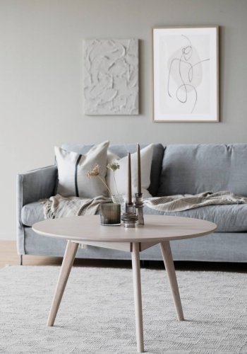 ROWICO rund Yumi sofabord - hvidvasket egetrsfiner og eg (90)