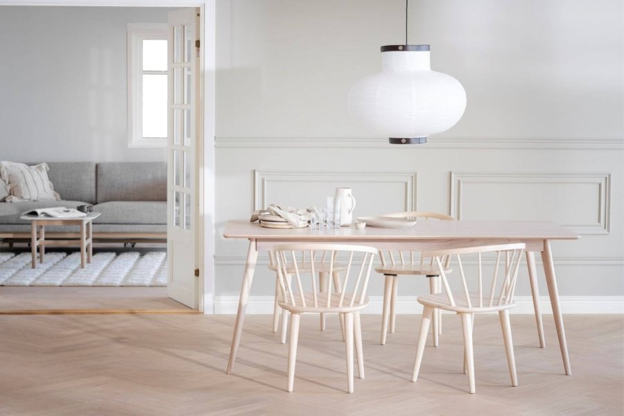 ROWICO rektangulr Yumi spisebord m. udtrk - hvidvasket egetrsfiner og eg (190x90)