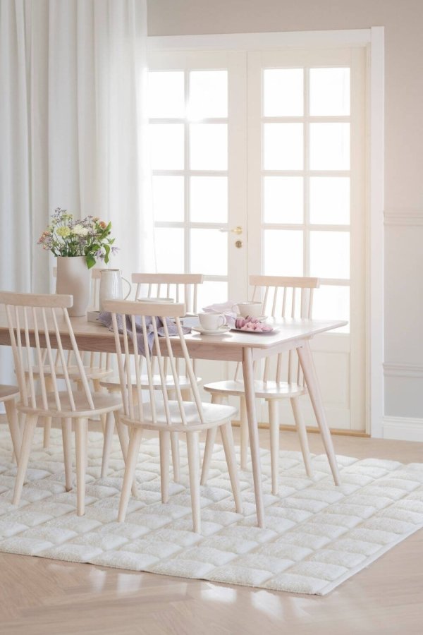 ROWICO rektangulr Yumi spisebord m. udtrk - hvidvasket egetrsfiner og eg (190x90)