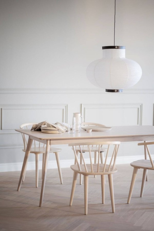 ROWICO rektangulr Yumi spisebord m. udtrk - hvidvasket egetrsfiner og eg (190x90)