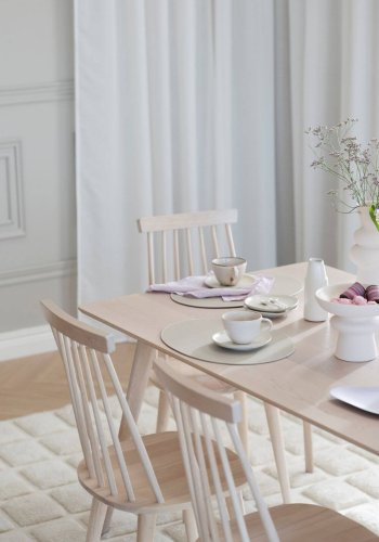 ROWICO rektangulr Yumi spisebord m. udtrk - hvidvasket egetrsfiner og eg (190x90)