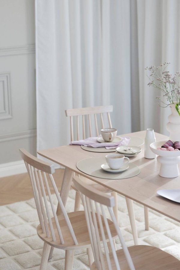 ROWICO rektangulr Yumi spisebord m. udtrk - hvidvasket egetrsfiner og eg (190x90)