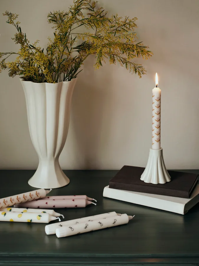 BROSTE COPENHAGEN Tulpenkerze – weißes und rosa Wachs (2er-Set)