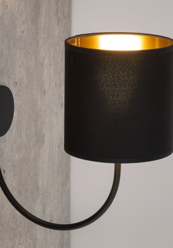 TK Torens vegglampe - sort stoff og sort metall