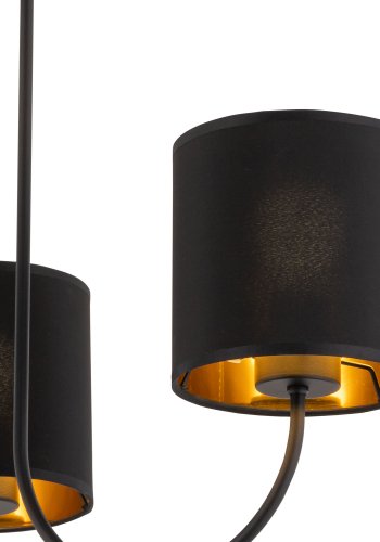 TK Torens loftlampe, m. 3 skjermer - svart stoff og sort metall