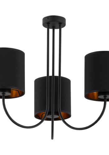 TK Torens loftlampe, m. 3 skjermer - svart stoff og sort metall