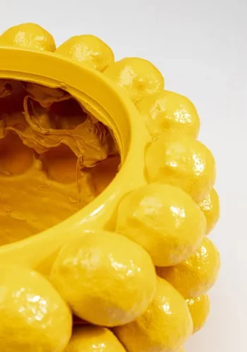 KARE DESIGN Deco Lemon Juice urtepotteskjuler, rund - gul polysandsten (34)