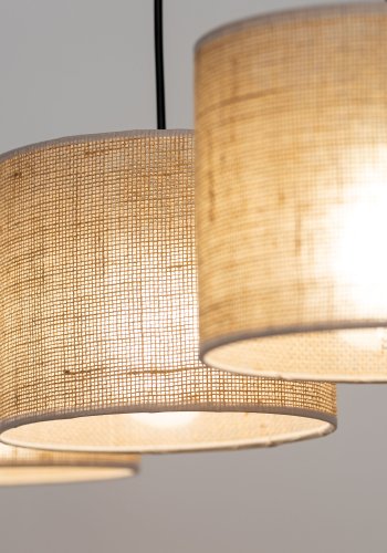 TK Jute loftlampe, m. 3 skrme - natur jute