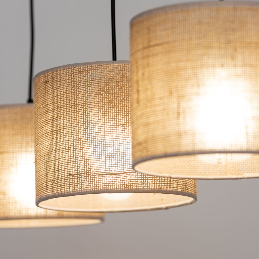 TK Jute loftlampe, m. 3 skrme - natur jute