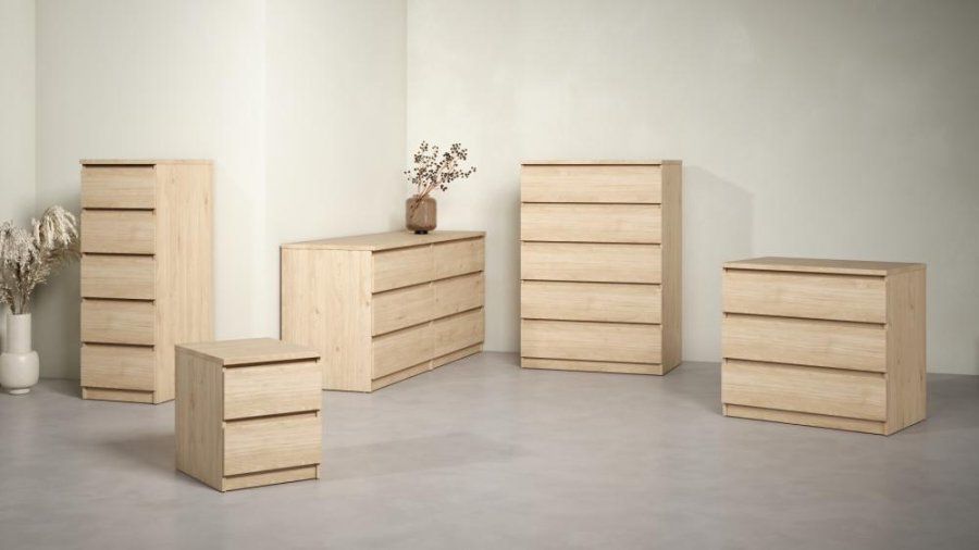 TVILUM Naia Kommode 5 skuffer - ParcelJackson Hickory