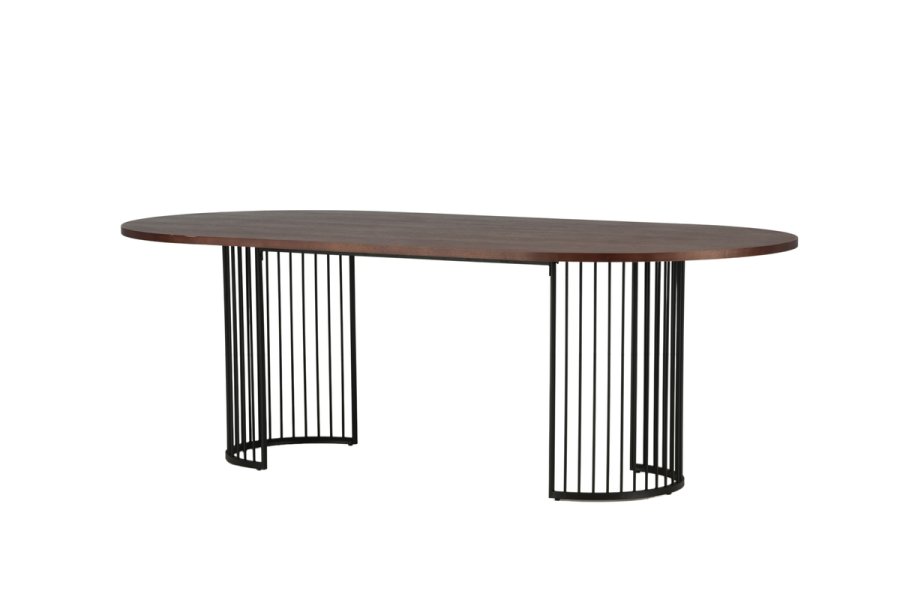 VIND COLLECTION Hamneskär spisebord, ovalt - valnttfiner og sort stl (220x110)