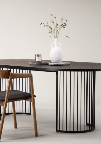 VIND COLLECTION Hamneskär spisebord, ovalt - svart finer og sort stl (220x110)
