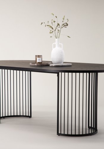 VIND COLLECTION Hamneskär spisebord, ovalt - svart finer og sort stl (220x110)
