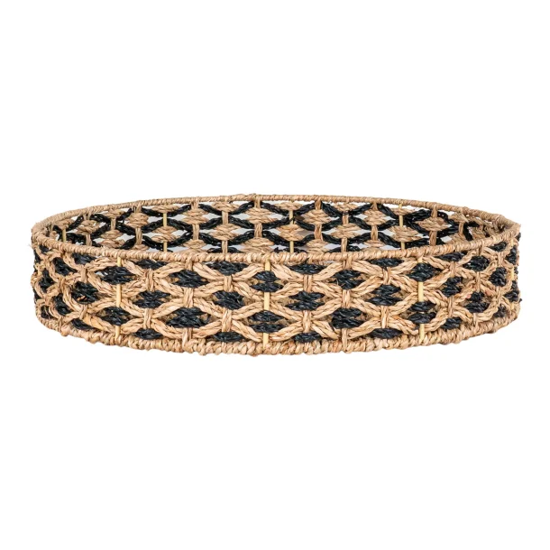 Bakke i sgrs, sort/natur, rundt, 38 cm