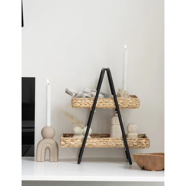 Bakke i vandhyacinth og metal, natur/sort, 42x23x43,5 cm