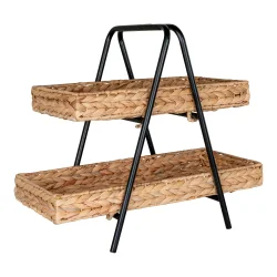 Bakke i vandhyacinth og metal, natur/sort, 42x23x43,5 cm