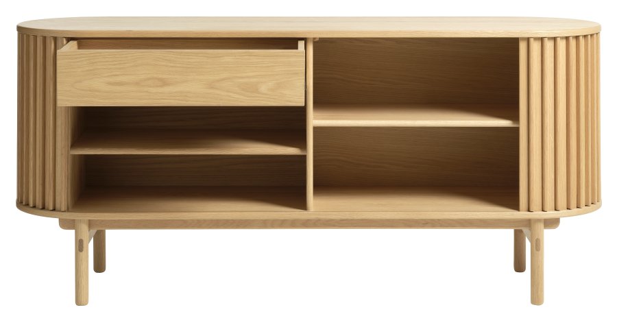 Carno sk�nk, m. 2 skydel�ger, 2 hylder, 1 skuffe - natur egefin�r og egetr�
