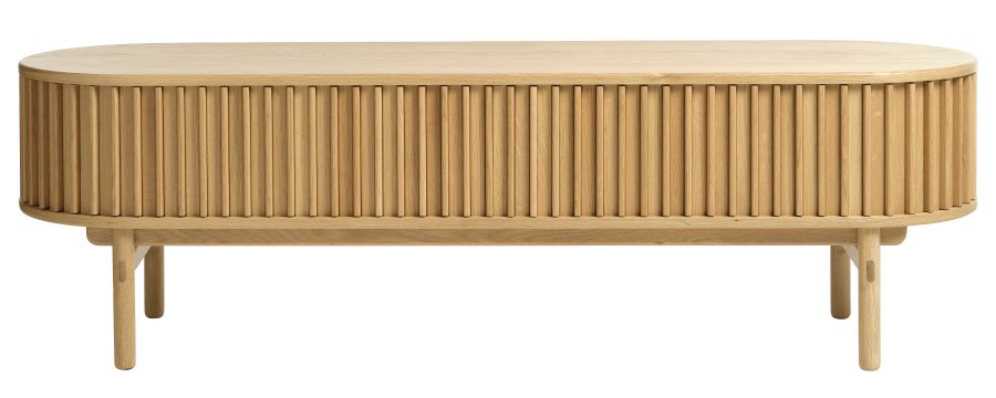 Carno TV-bord, m. 2 skydel�ger, 1 skuffe - natur egefin�r og egetr� (160x45)