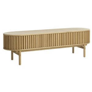 Carno TV-bord, m. 2 skydel�ger, 1 skuffe - natur egefin�r og egetr� (160x45)