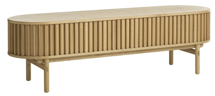 Carno TV-bord, m. 2 skydel�ger, 1 skuffe - natur egefin�r og egetr� (160x45)