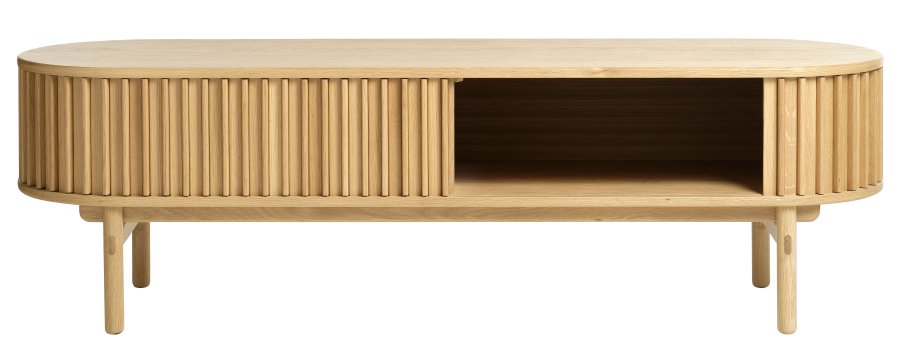 Carno TV-bord, m. 2 skydel�ger, 1 skuffe - natur egefin�r og egetr� (160x45)