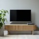 Carno TV-bord, m. 2 skydel�ger, 1 skuffe - natur egefin�r og egetr� (160x45)