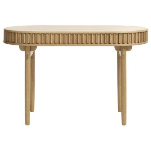 Carno skrivebord, m. skydelge - natur egefinér og egetr (60x120)