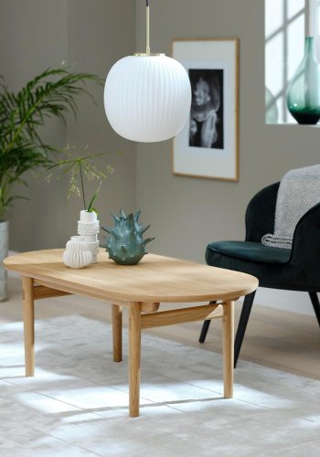 Carno Couchtisch, oval - Eichenfurnier natur und Eiche (70x130)