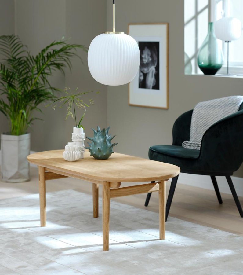 Carno Couchtisch, oval - Eichenfurnier natur und Eiche (70x130)